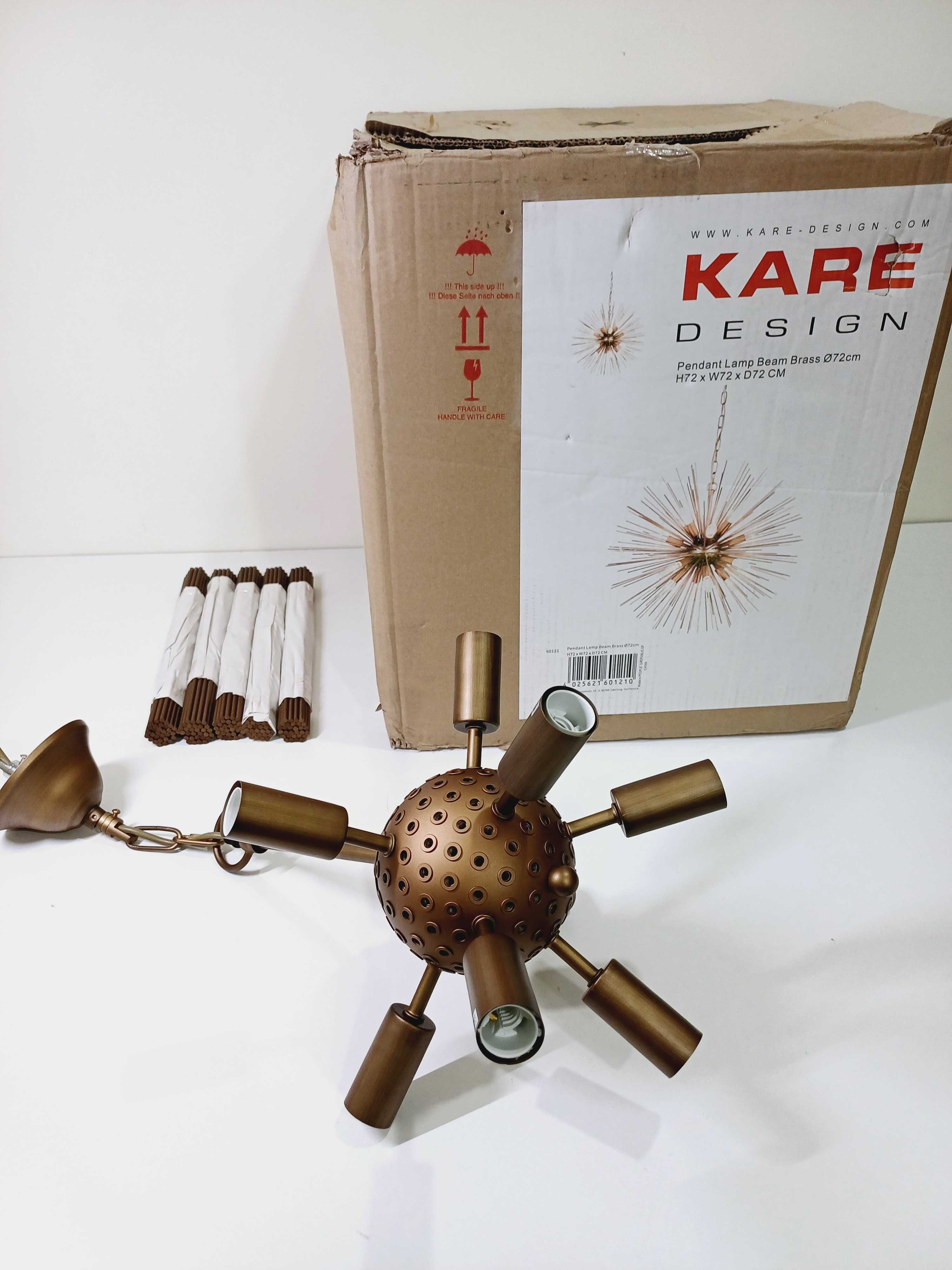 Lampa mosiężna wisząca KARE Beam Brass żyrandol dekoracyjny mosiądz