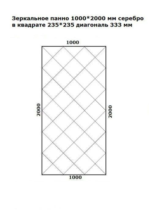 Зеркало на стену (панно) 100*200 см серебро фацет 10 мм