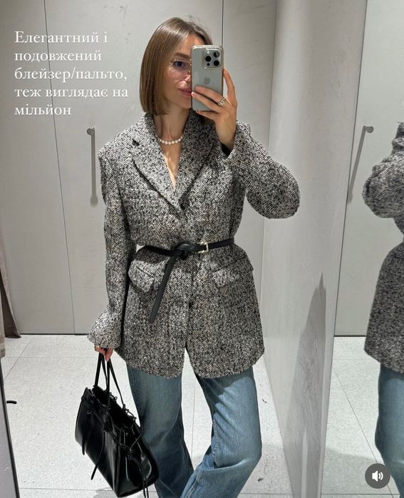 Блейзер Zara з ременем, S