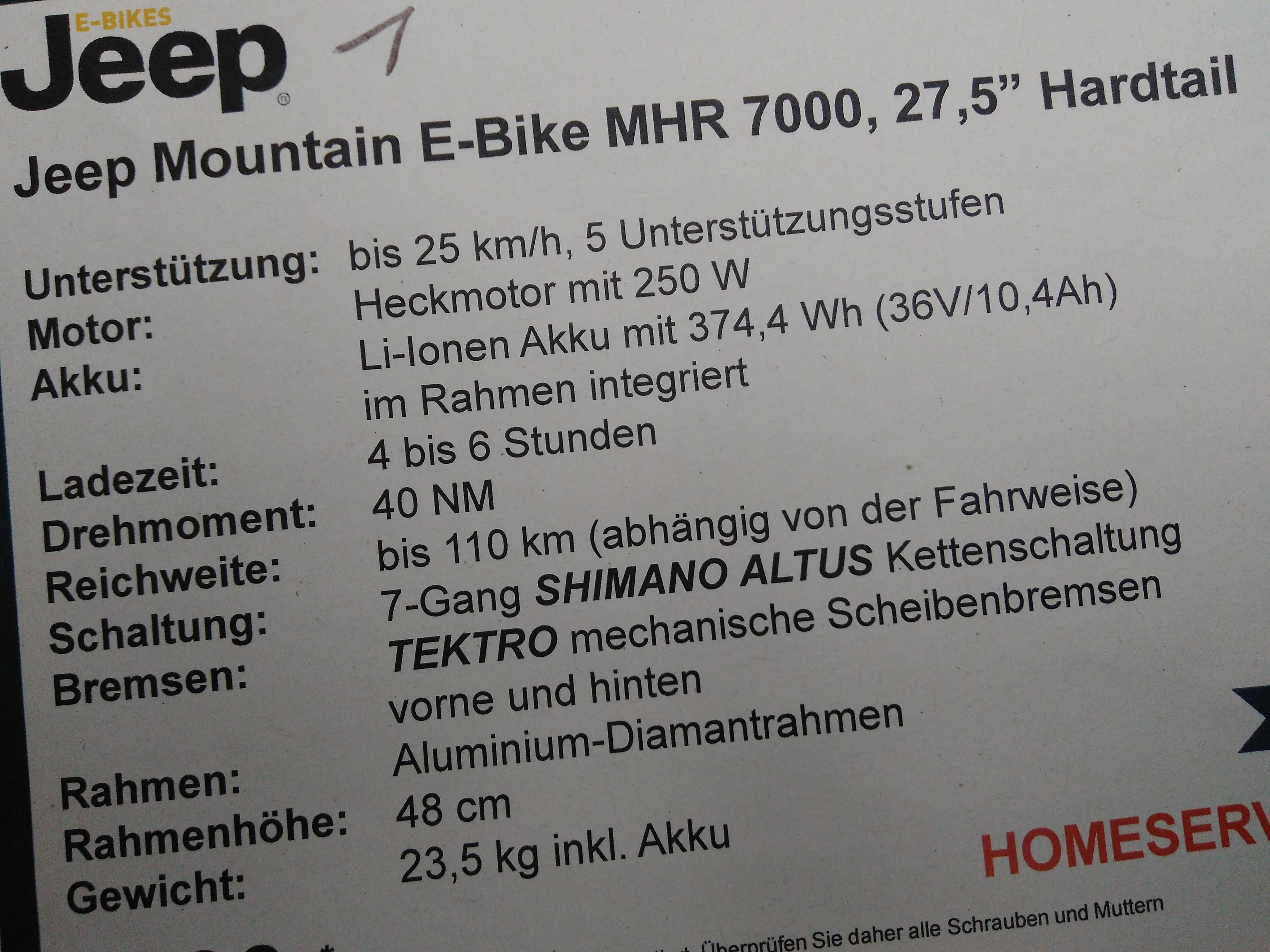 Rower JEEP-E Bike MHR-7000