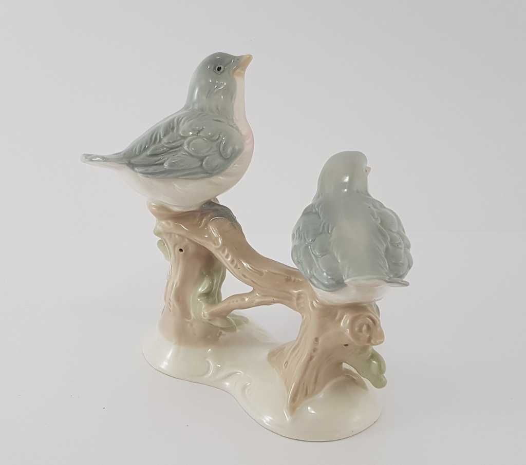 Porcelanowa figura - Para ptaków - Silesia po 1883 roku