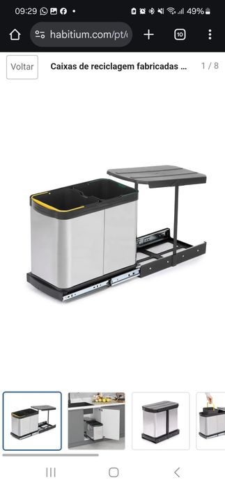 Caixote de lixo com fixação armário