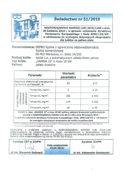 Kocioł piec Defro Gamma 10kw