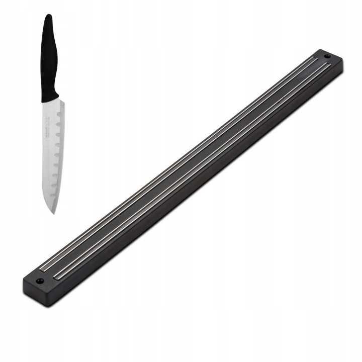 ZESTAW listwa magnetyczna kuchenna do noży czarna 49 cm + nóż SANTOKU