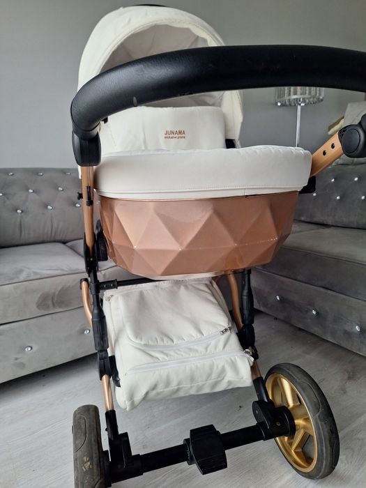 Wozek Junama diamond mirror satin bialy ekoskóra uniwersalny wysyłka