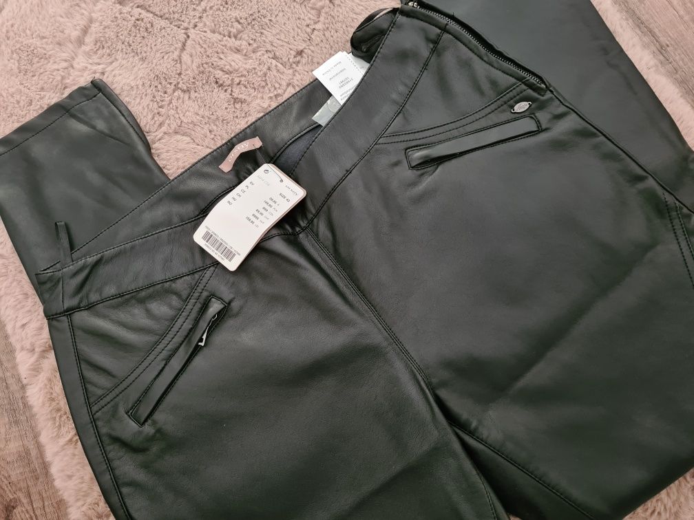 Skorzane spodnie Orsay roz 42