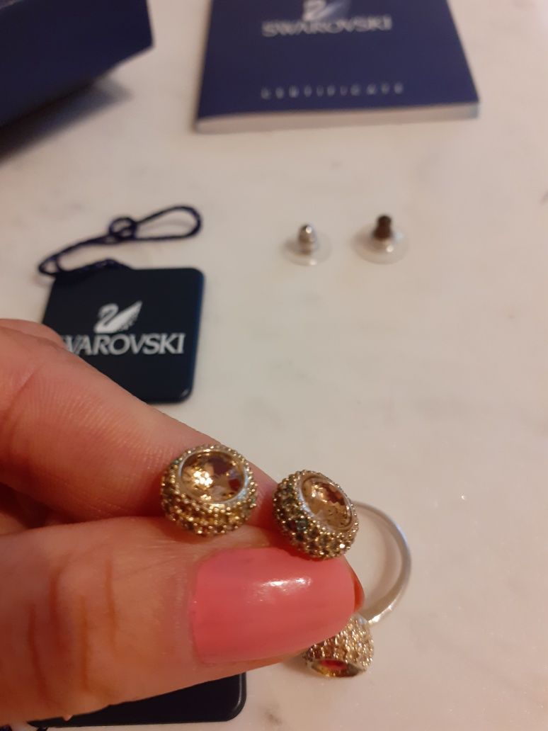 Swarovski Crystals Złota biżuteria kolczyki i pierścionek