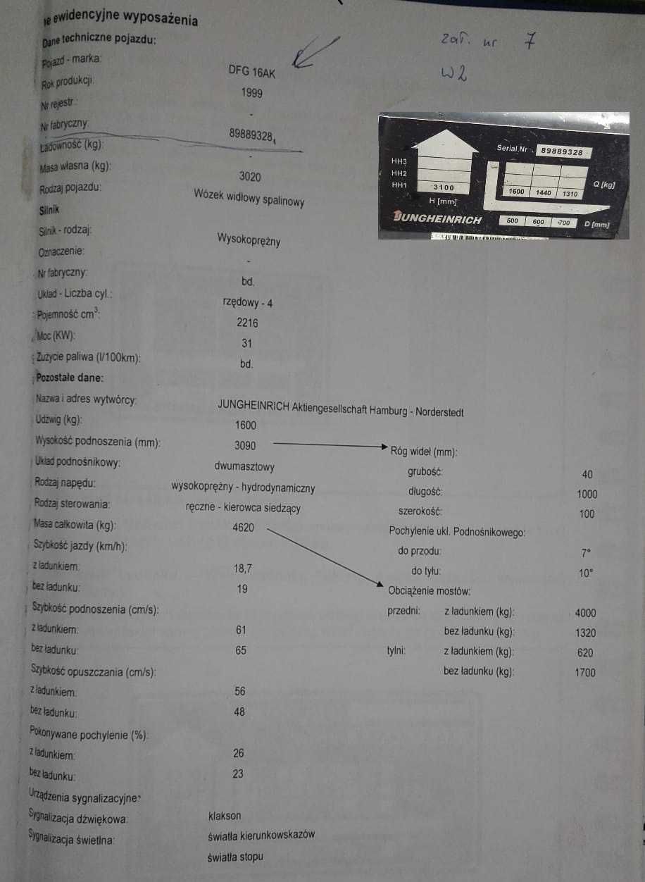 Sprzedam wózek widłowy Jungheinrich TFG16AK diesel