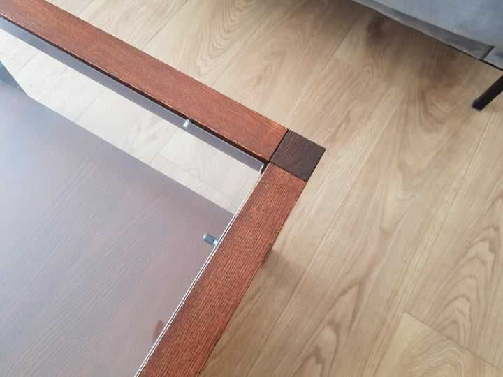 Stolik kawowy IKEA EKERSBY, ława drewniana / szklana