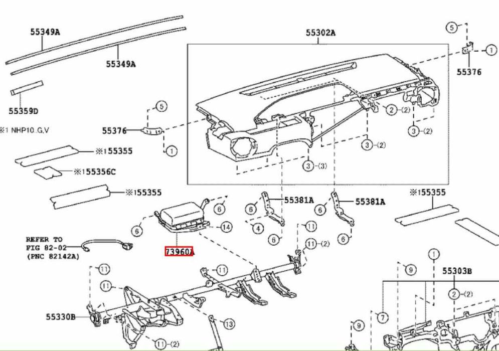 AIR BAG Toyota 73960-52180 подушка безопасности пассажира , В ТОРПЕДО