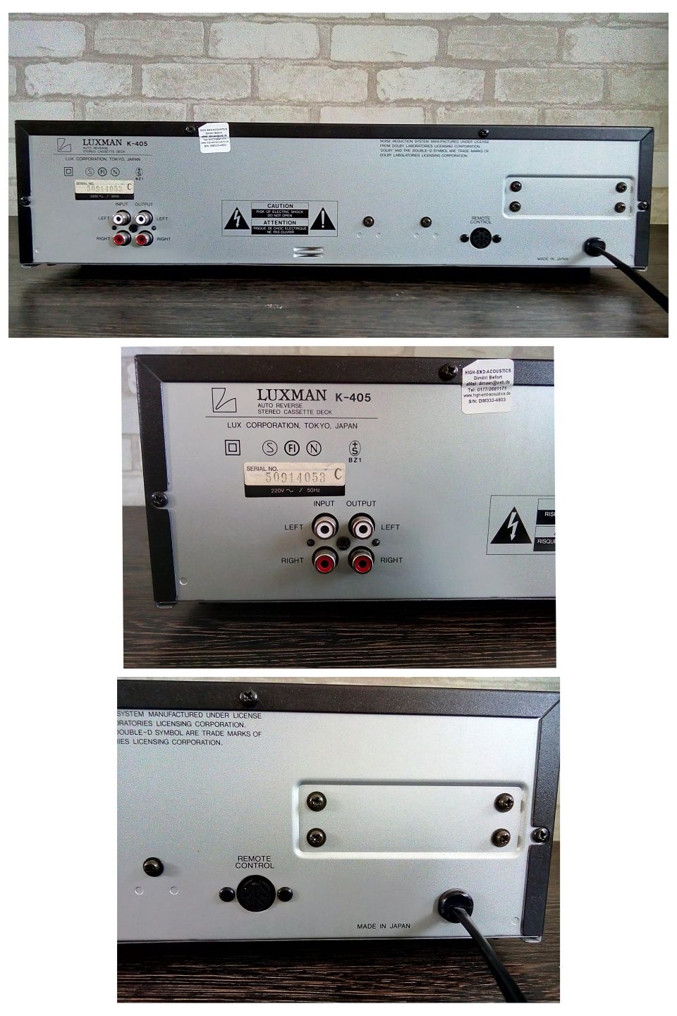 Luxman K-405 Auto Reverse Stereo Cassette Tape Deck 1985-88