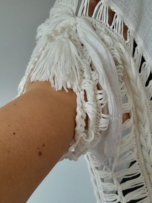 36/38 Bluzka damska Boho ponczo plażowe narzutka na plażę