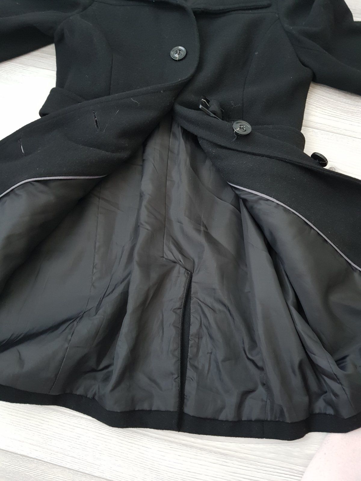 Черное пальто на девушку демисезонное S-M-L Esprit 38-40 46-48 размер