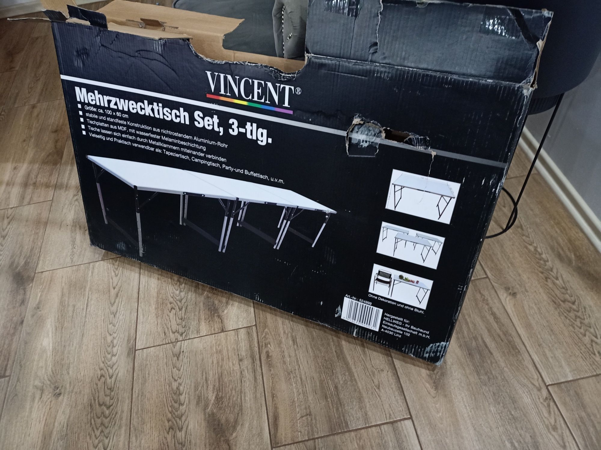 Stół stolik aluminiowy wielofunkcyjny 3 sztuki