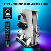Подставка Staion светодиодная охлаждающая для PS5 Black