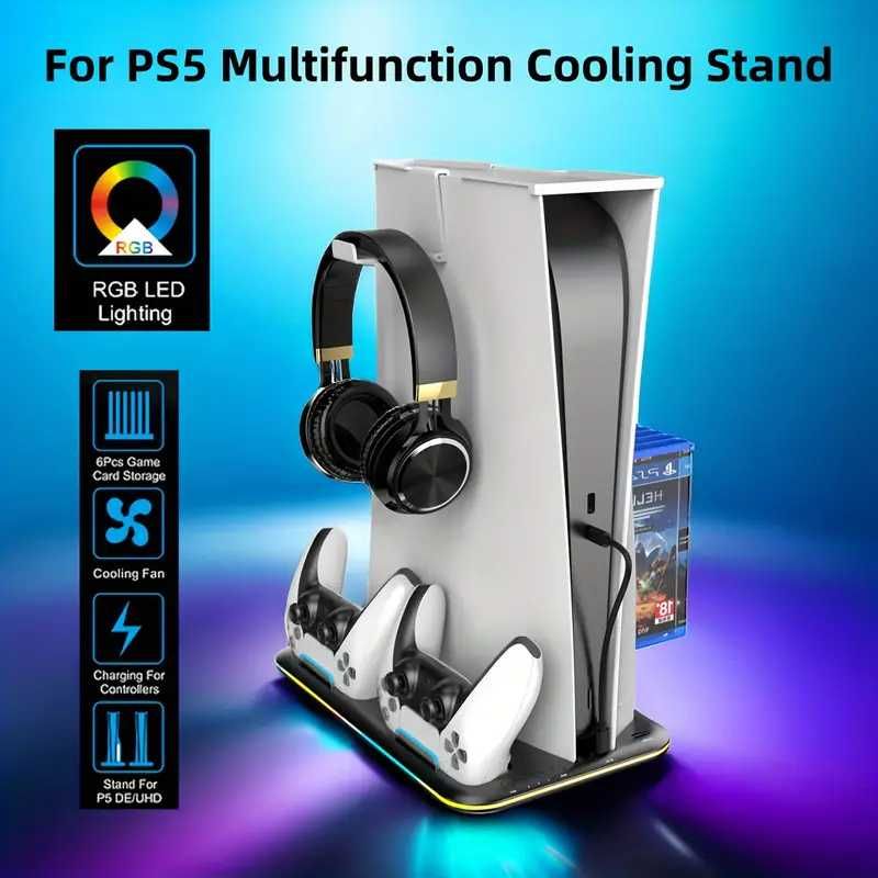 Подставка Staion светодиодная охлаждающая для PS5 Black