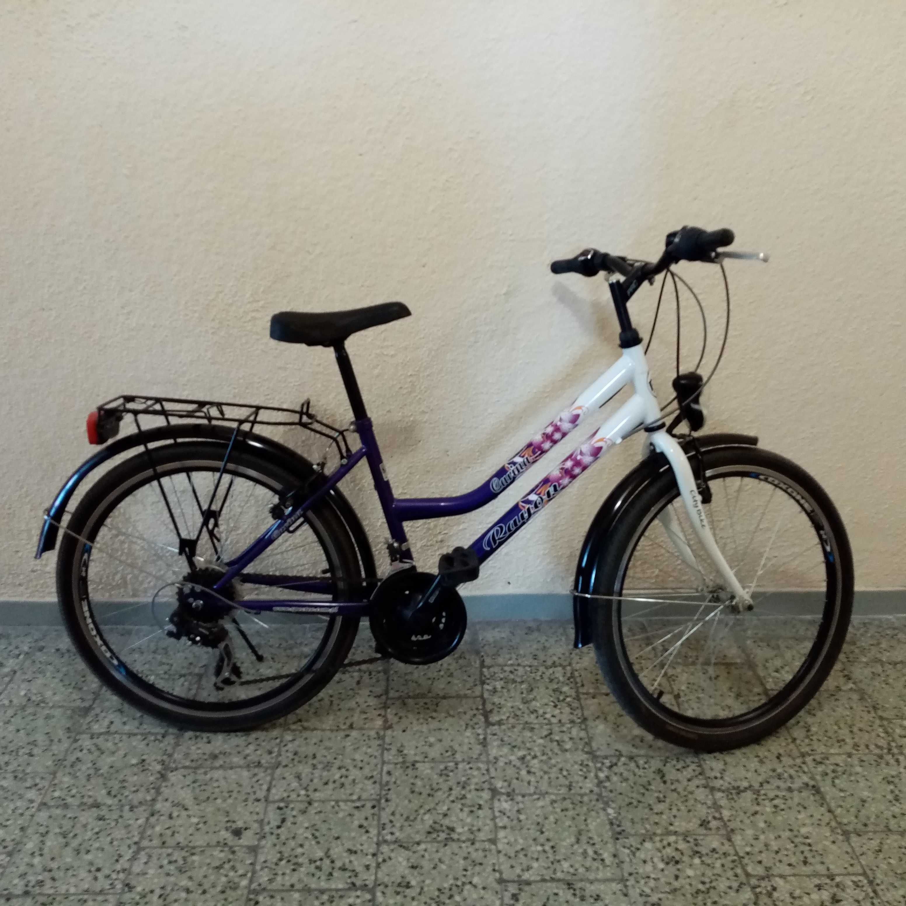 Carina rower miejski damka - koła 24 cali, kolor biały / fioletowy