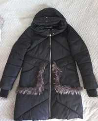 Куртка зимова зимняя пуховик чорная женская теплая пальто
