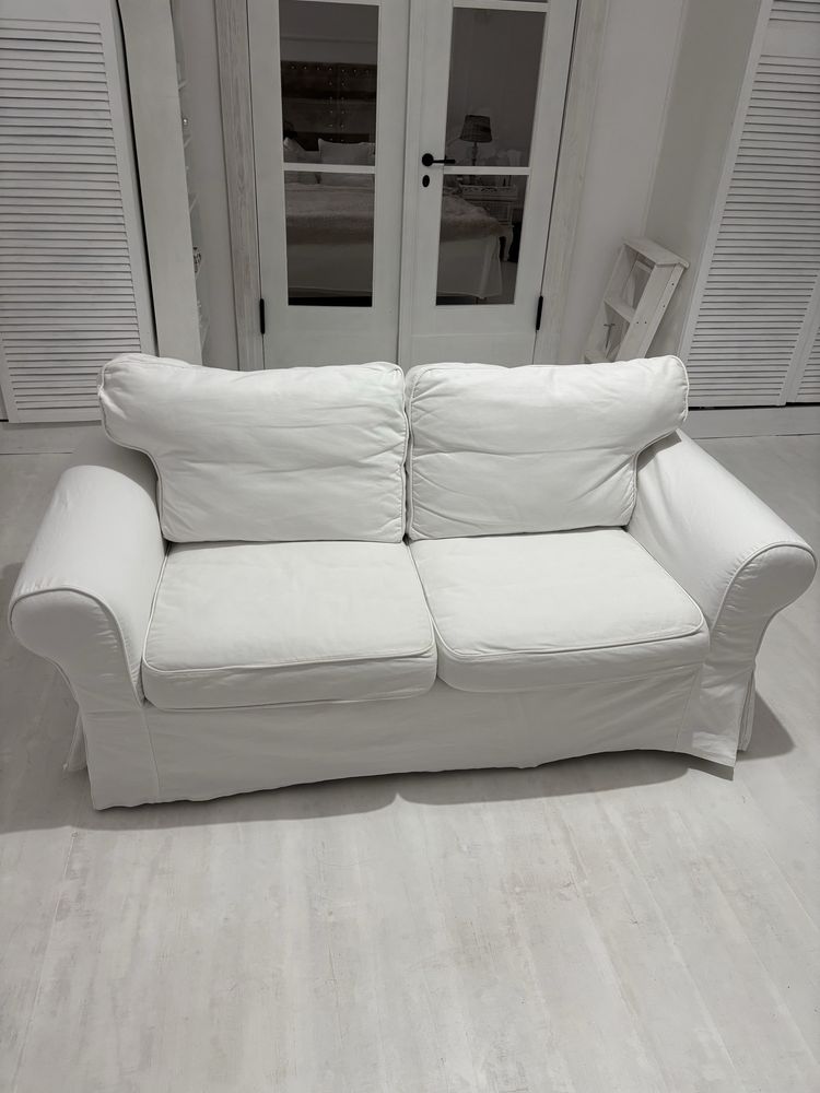 Sofa kanapa ikea ektrop 2osobowa nierozkladana biale pokrowce