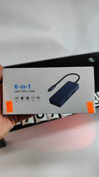 Хаб HB101 USB C Hub адаптер USB C 6 в 1 4k HDMI MacBook Dell HP Lenovo