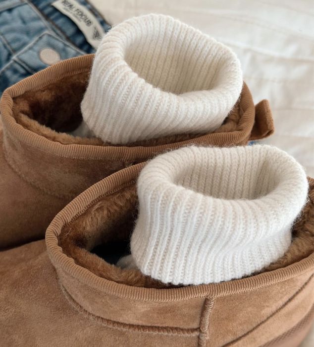 Шкарпетки з підворотом,високі,жіночі,теплі,хутро вівці