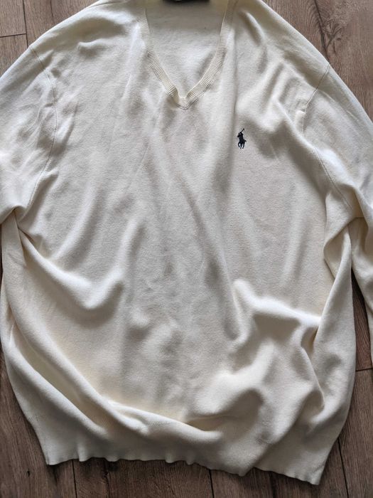 Sweter męski XXL dekolt V Ralph Lauren bawełna jNowy