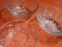 3 szklane / kryształowe miski pięknie zdobione