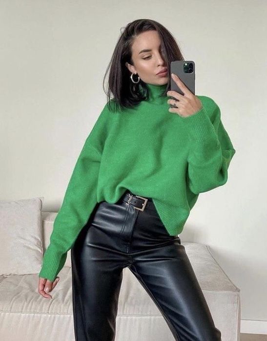 Чорно-білий светр у смужку кофта кофтинка джемпер Zara чорний зелений