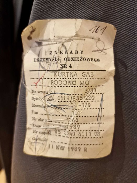 Unikat- nowy mundur milicji, PRL 89', rozm. 104-170, orzeł bez korony