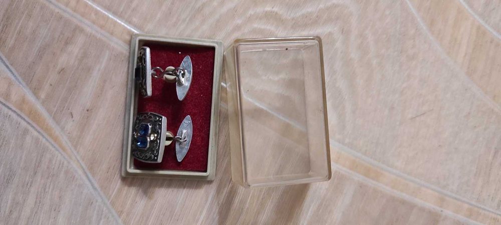 Запонки с синим камнем СССР