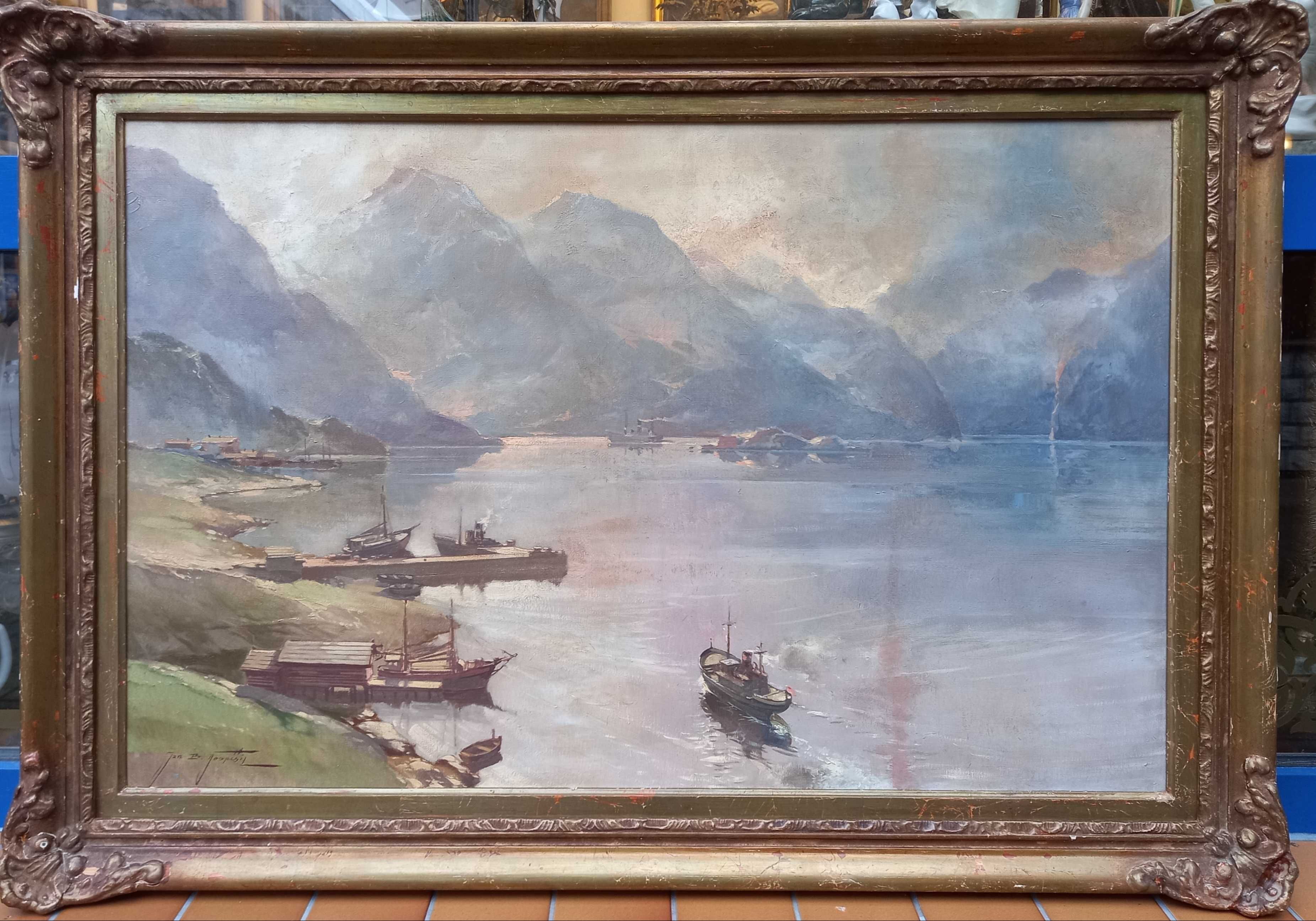 Nastrojowy pejzaż, olej/płótno, Jan B. Pospisil ur. 1898 zm.1968