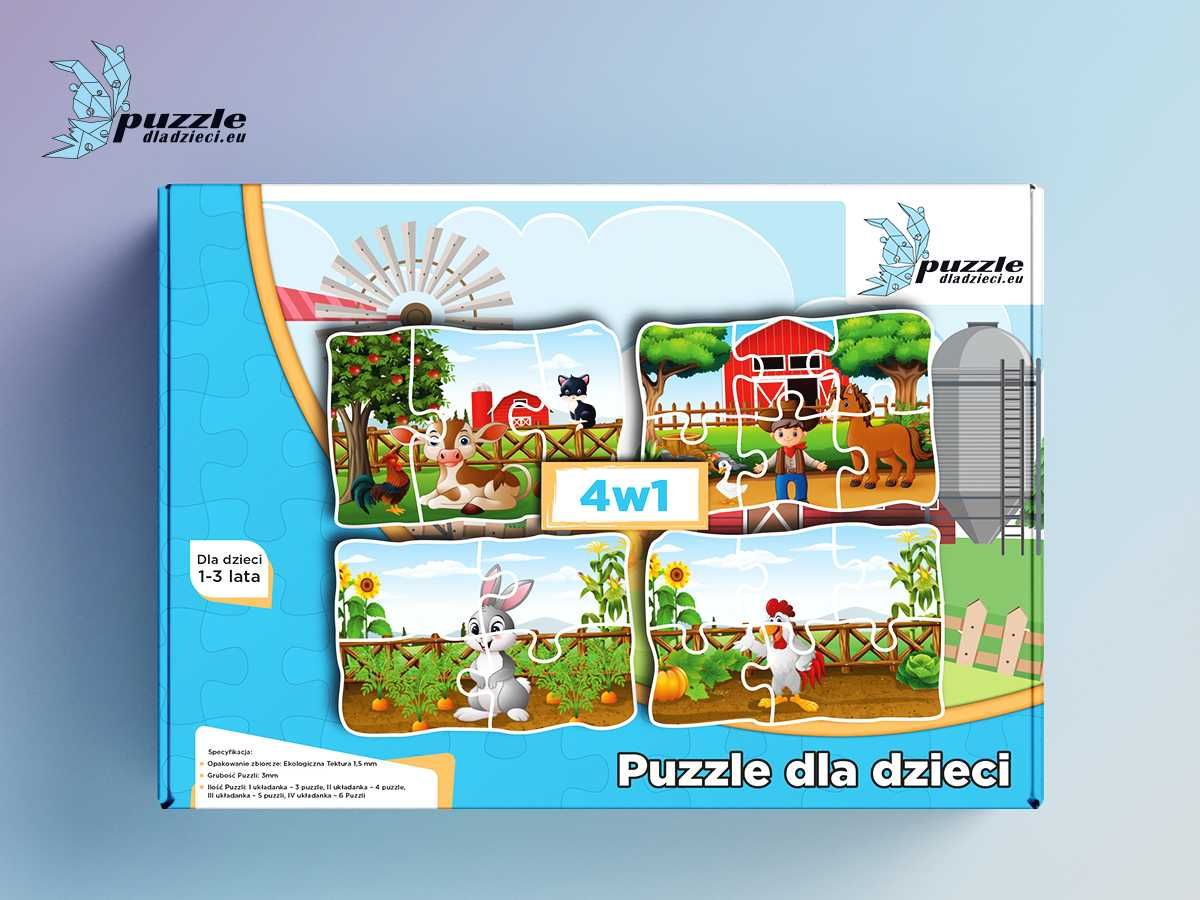 Progresywne Puzzle dla dzieci Zwierzątka Farma