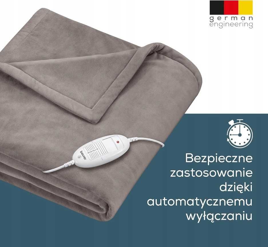 Beurer Hd 75 Cosy szary Koc grzewczy Termiczny 180x130 Duży przytulny