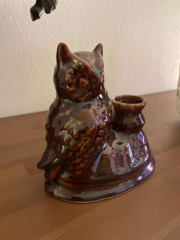 Swiecznik ceramiczny Wloclawek Sowa z lat 70