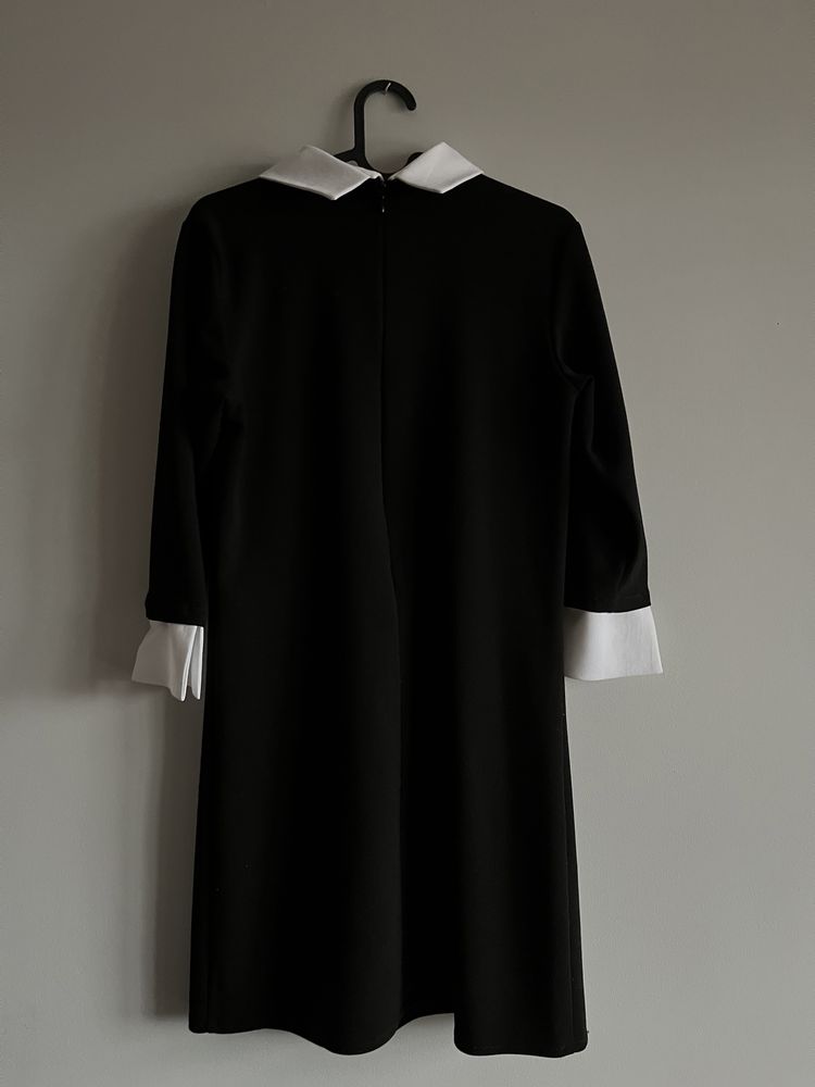 Sukienka czarna z białymi dodatkami S