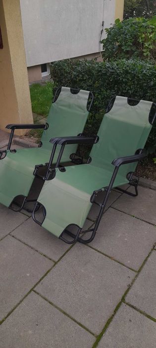Leżaki metalowe zielone 2 szt Odbiór  Osobisty