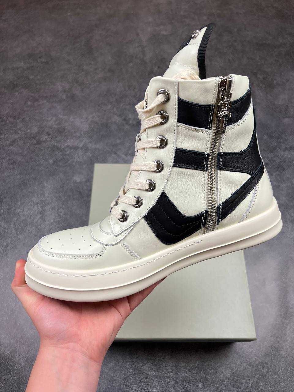Rick Owens x Chrome Hearts Geobasket Low White