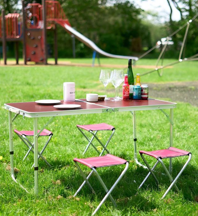 Стол для пикника складной с регулировкой по высоте и 4 стульями, Стіл