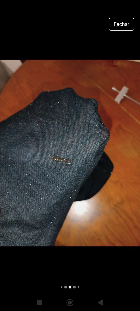 Vestido preto malha fina com brilho