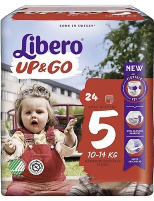 Підгузники-трусики для дітей 10-14 кг, Libero up&go 5, 24 шт.