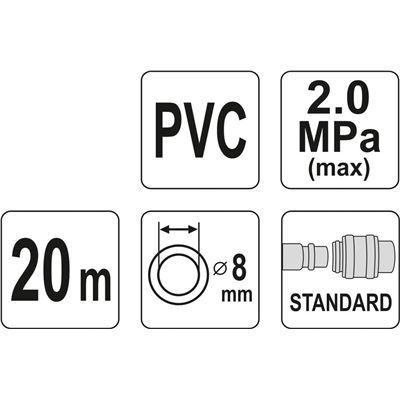 Wąż Pneumatyczny 8Mm Pcv 20M Szybkozłącza Yato