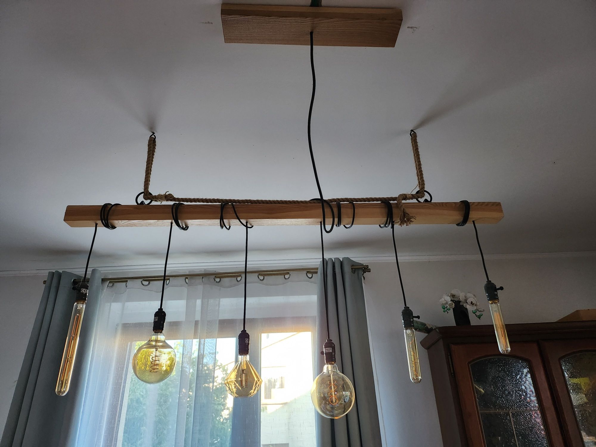 Loftowa lampa | lite drewno | wraz z żarówkami