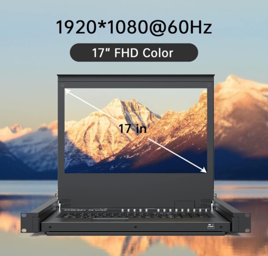 Przełącznik KVM do montażu w szafie rack z monitorem LCD 17,3 cala,