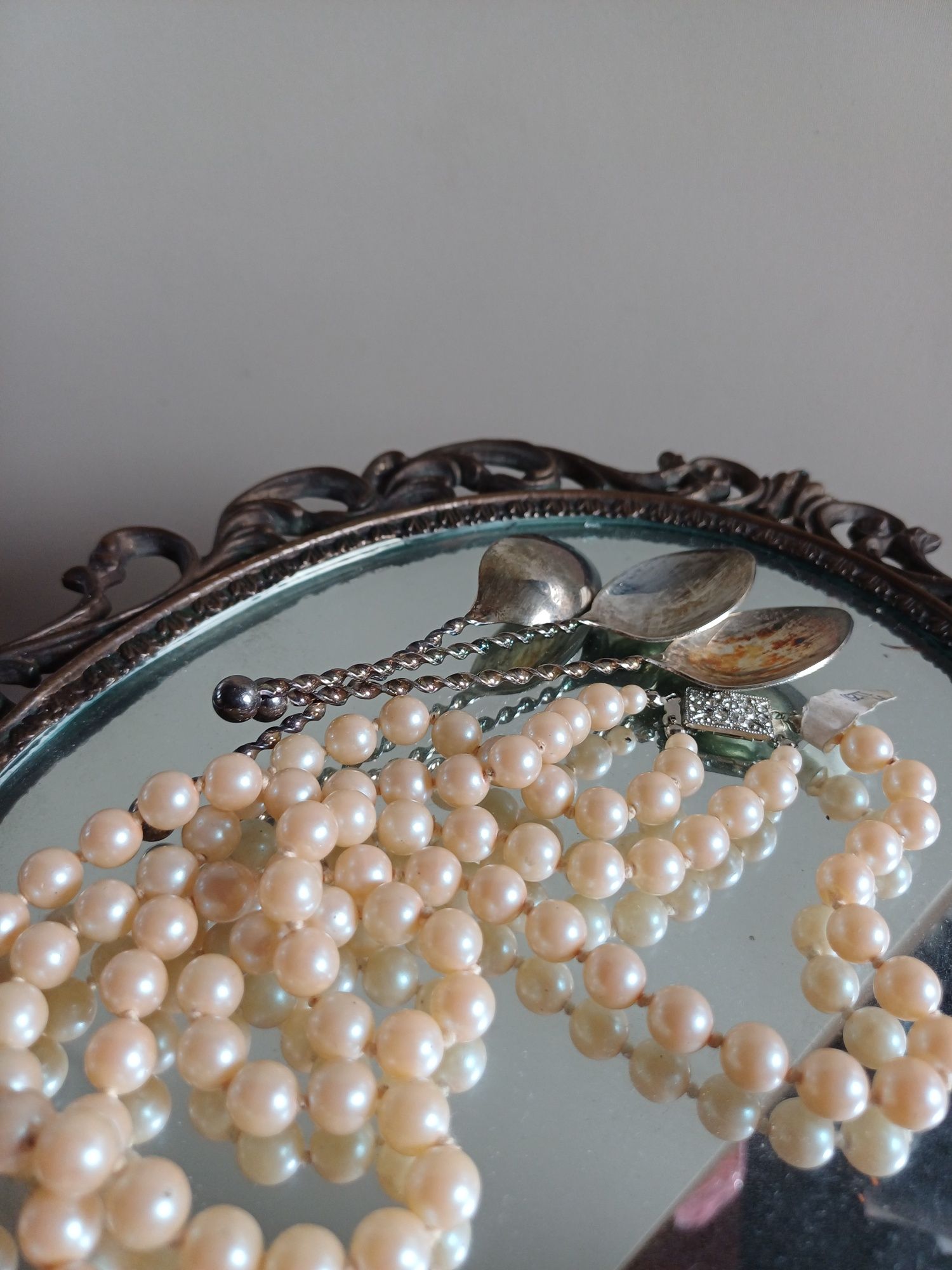 Sztuczne perły podwójny sznur vintage stare