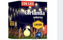 GIRLANDA solarna ogrodowa lampki 100 led kulki 12 metrów