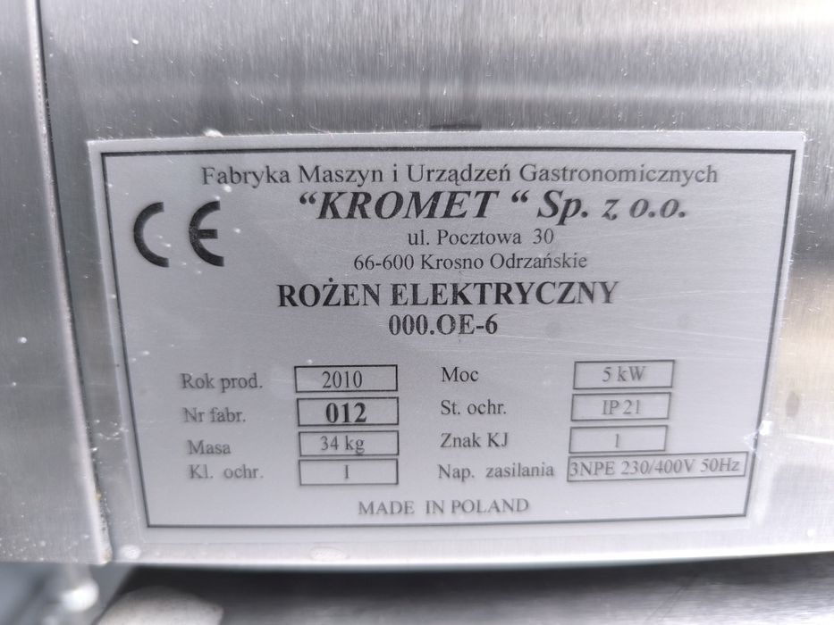 Rożno elektryczne, rożen na kurczaki kromet oe-6