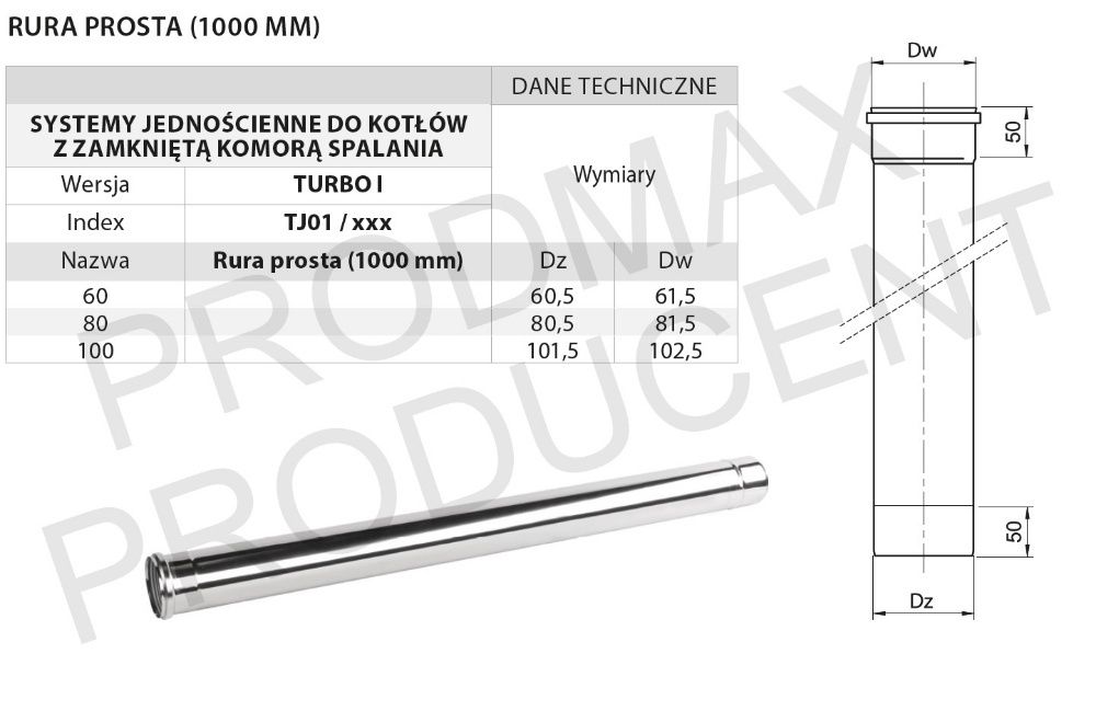 OKAZJA!!! RURA Kondensacyjna Jednościenna TURBO FI 60 1 MB PRODUCENT