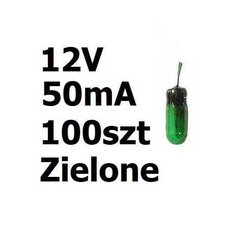 Żarówka miniaturowa zielona 3x7mm 12V 50mA 100szt