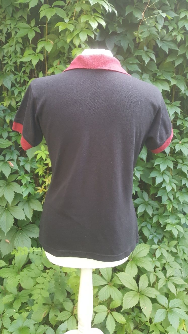 Nowy bawełniany czarny T-shirt polo bordowy bluzka podkoszulek S M L