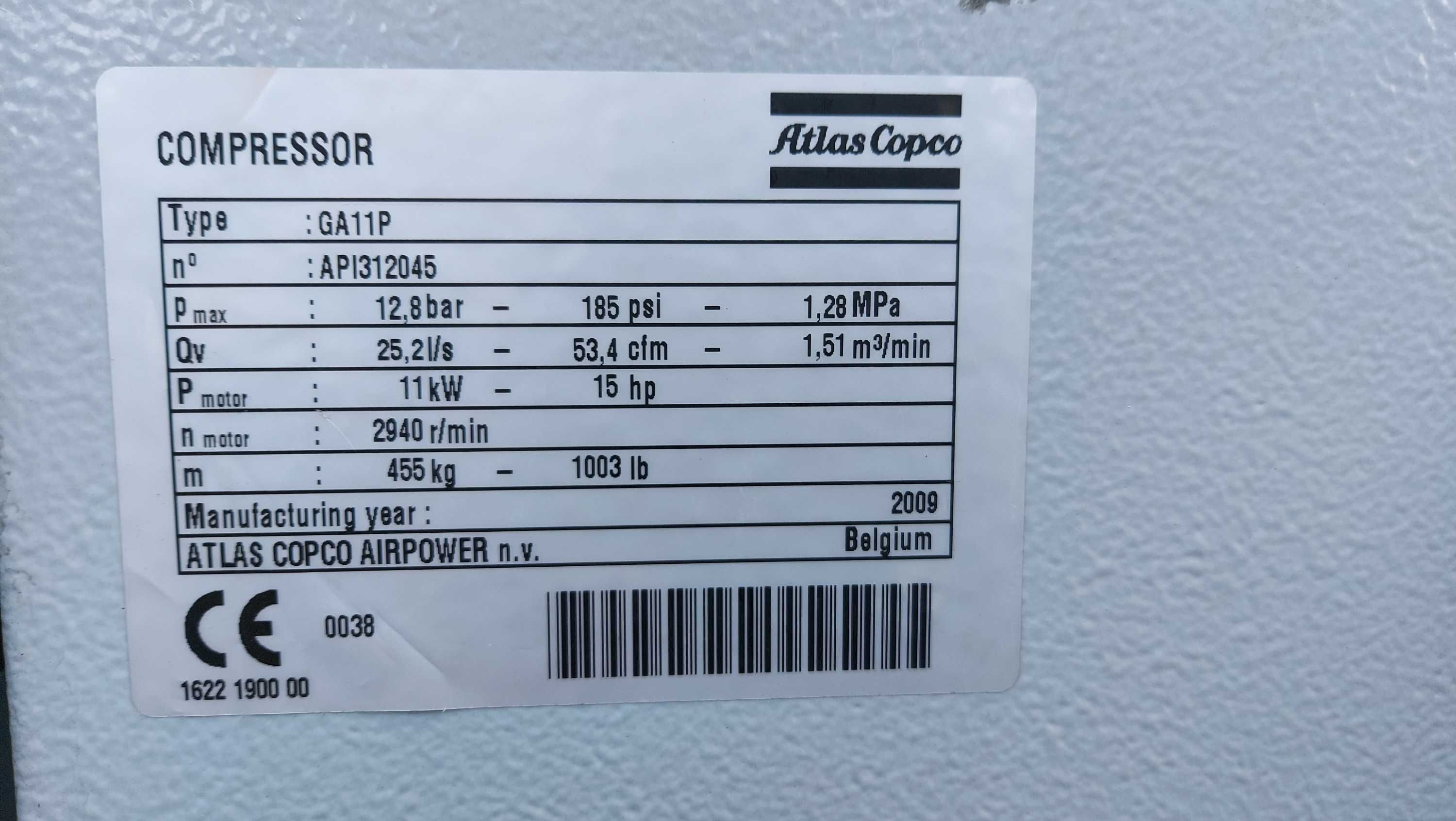 Kompresor sprężarka śrubowa ATLAS COPCO GA11P